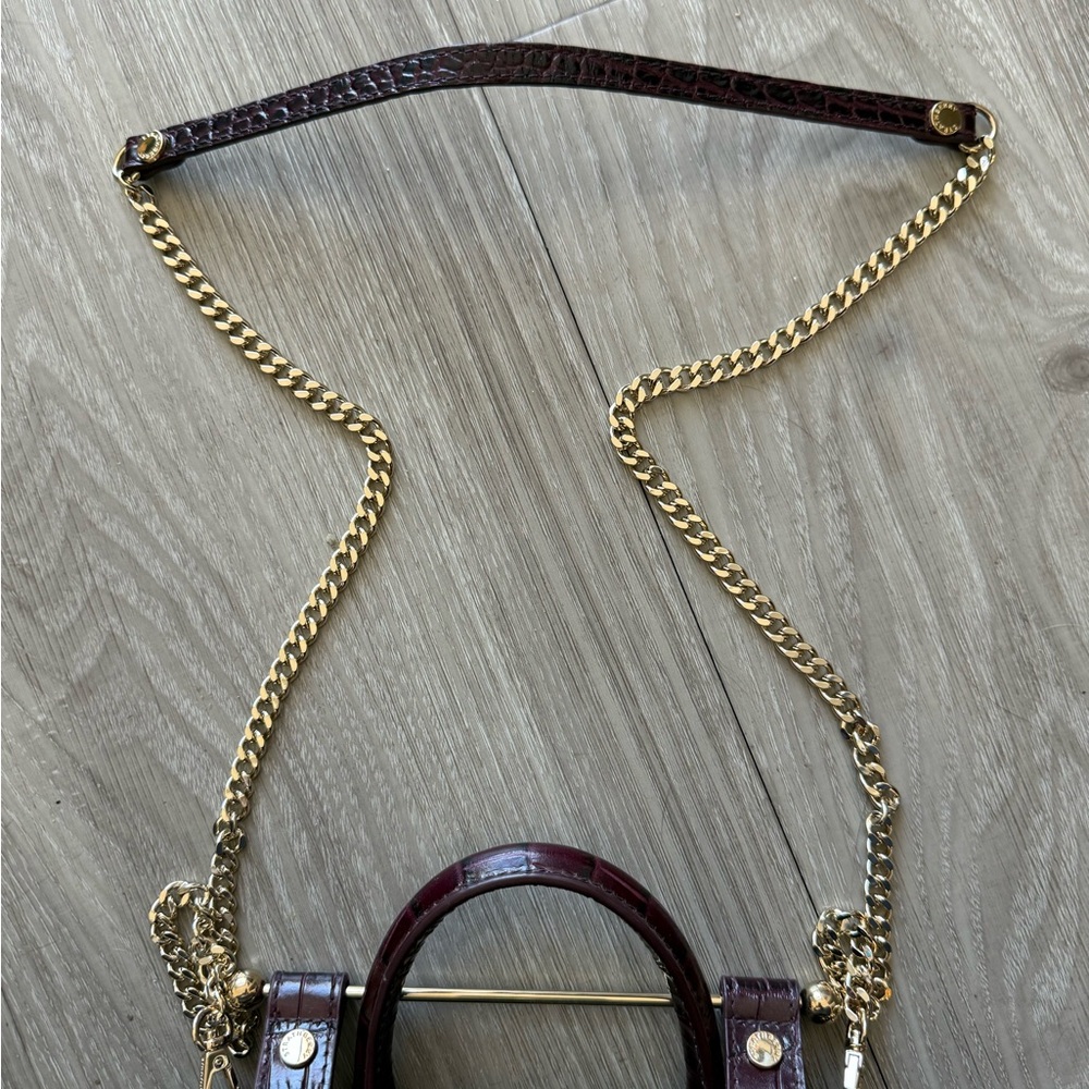 NWOT Strathberry Mini Tote in Burgandy Croc Embossed Leather with Gold Chain - Picture 4 of 15